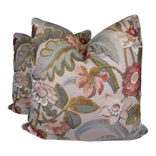 Cowtan & Tout "Tapestry Flowers" in Coral 22" Pillows-a Pair For Sale