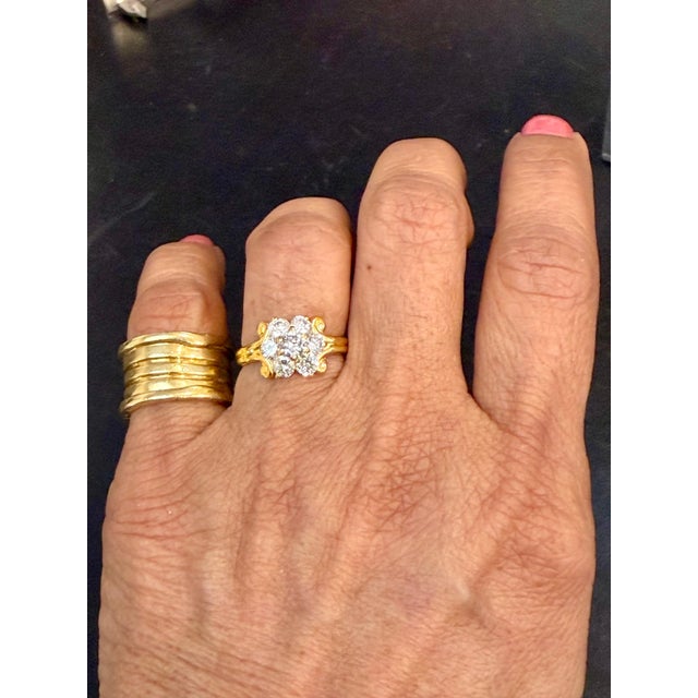 Metal 1.0 Carat, 7 Diamonds Traditional Men's Ring 14 Karat White Gold Ring Estate For Sale - Image 7 of 8