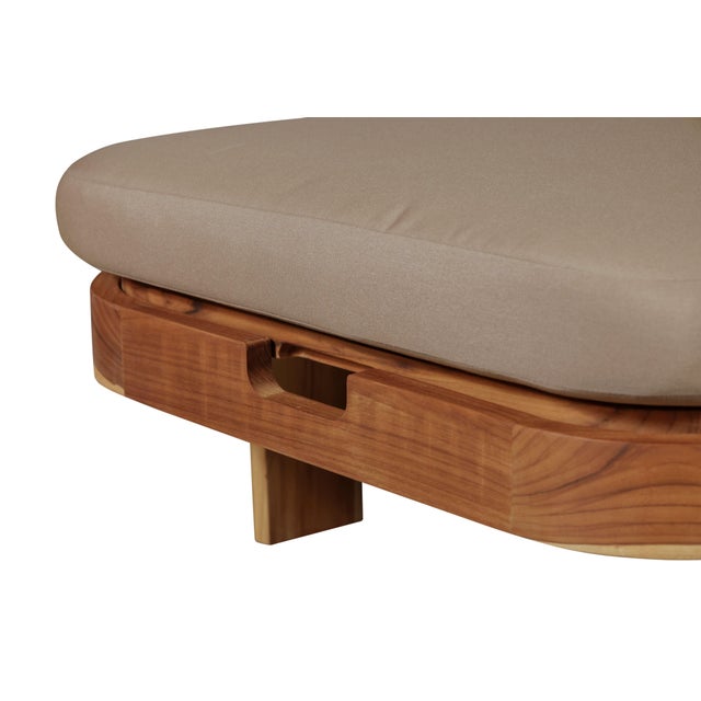 Wood Eclipse Outdoor Solid Teak Wood Sun Lounger - Light Brown Fabric For Sale - Image 7 of 9