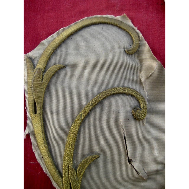 Large Gold Embroidery Monogram Banner Fragment 1800 Hundreds For Sale - Image 9 of 12