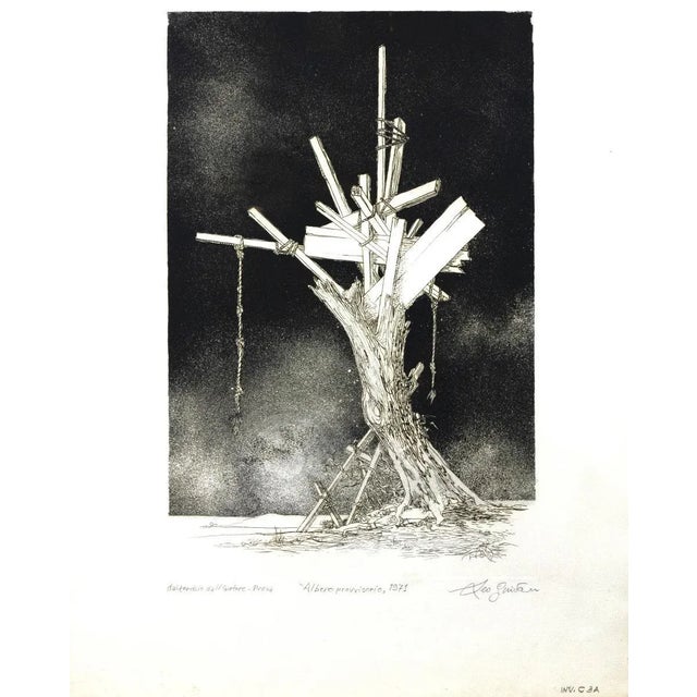 Modern Leo Guida, Temporary Tree, Original Etching, 1971 For Sale - Image 3 of 3