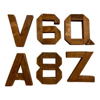Vintage Handmade Wooden Letters Set/6 For Sale