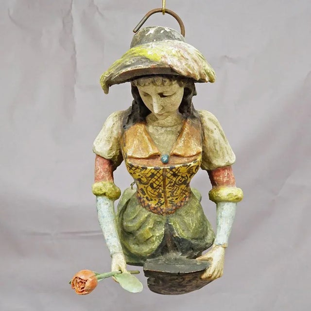 Wood Hanging Piece of a Medieval Lady, 1900s For Sale - Image 7 of 12