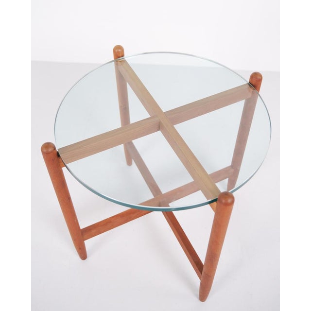 Wood Swedish Cherrywood Side Table with Round Glass Top, 1960s For Sale - Image 7 of 10