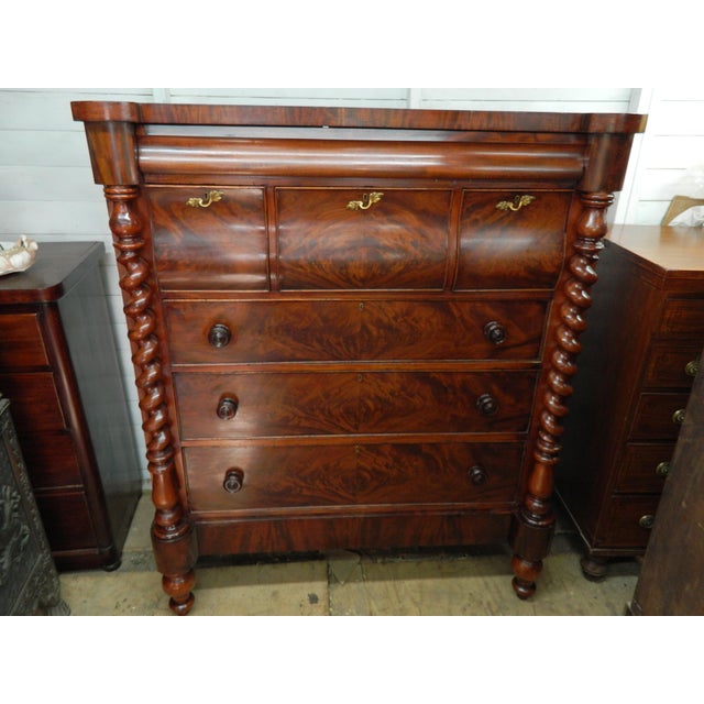 his is a large solid mahogany regency Scotch chest of drawers. It's from the 1800's, so has seen many a life and plenty of...
