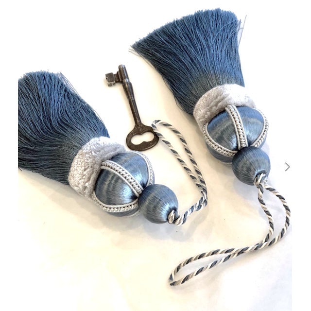 Blue Key Tassels With Cut Velvet Ruche a Pair Chairish