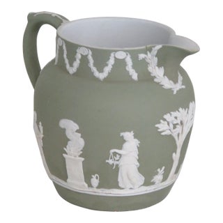 Wedgwood Jasperware Olive Green Jug Pitcher For Sale