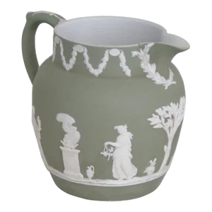 Wedgwood Jasperware Olive Green Jug Pitcher