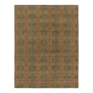 Contemporary Geometric Wool Rug in Green & Brown by Rug & Kilim, India For Sale