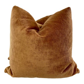 Linen Velvet in Copper 22" Pillows-A Pair For Sale