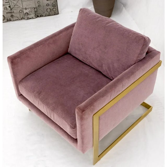 Brass Frame Shape Base Cube Shape Lounge Chair For Sale - Image 10 of 13