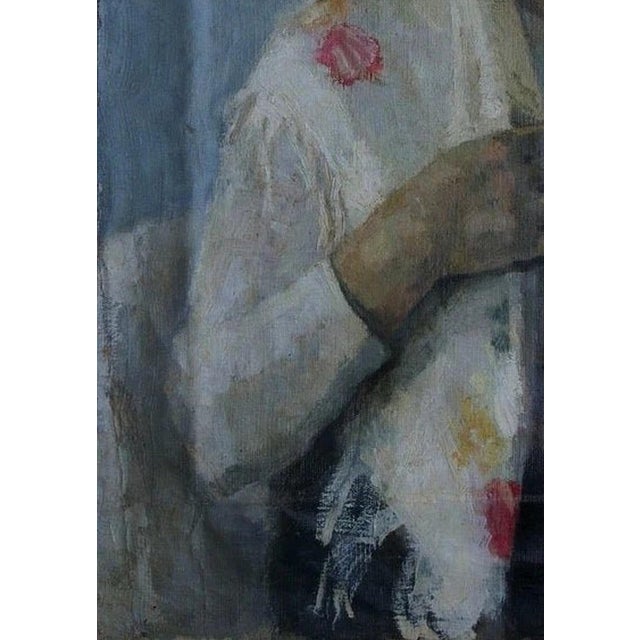 1970s Antique Oil Painting: Young Girl Portrait, Ukrainian Art, 1970s 70-50 For Sale - Image 5 of 6