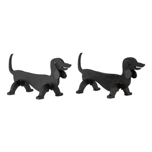 Zoomorphic Wrought Iron Andirons by Edouard Shenck, 1950s, Set of 2 For Sale