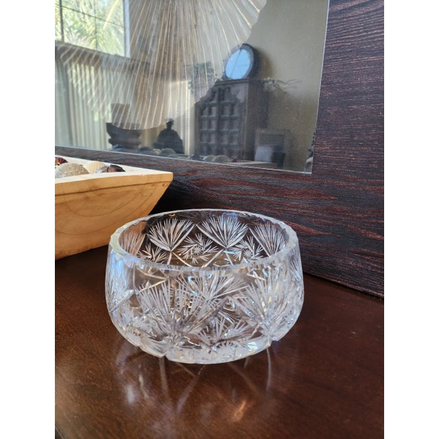 Vintage Crystal Cut Round Bowl For Sale - Image 11 of 12