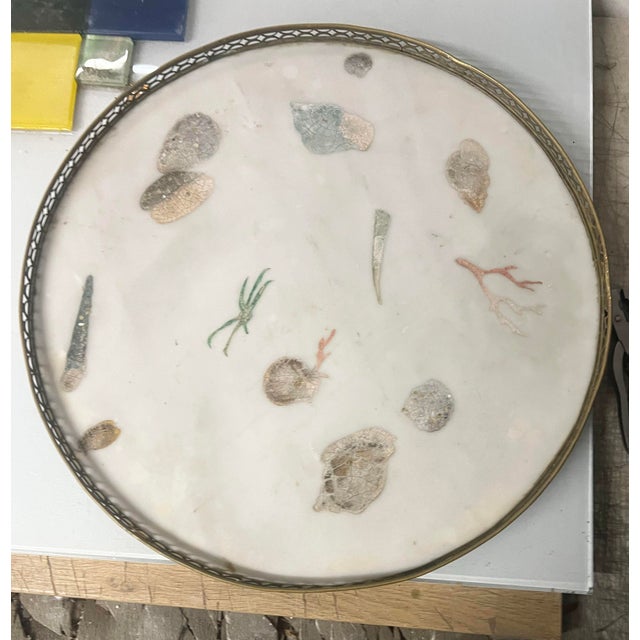 Pair Vintage ItalianVintage Marble “Scagliola” Circular Table Tops attributed to artist Emilio Martelli. They measure 19”...