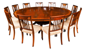 Antique Flame Mahogany Dining Table and Chairs from Harrods, 1900s, Set of 13