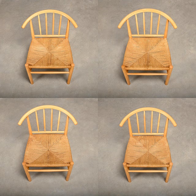 J151 Dining Chairs in Beech and Papercord by Erik Ole Jørgensen for FDB Møbler, 1970s, Set of 4 For Sale - Image 13 of 17