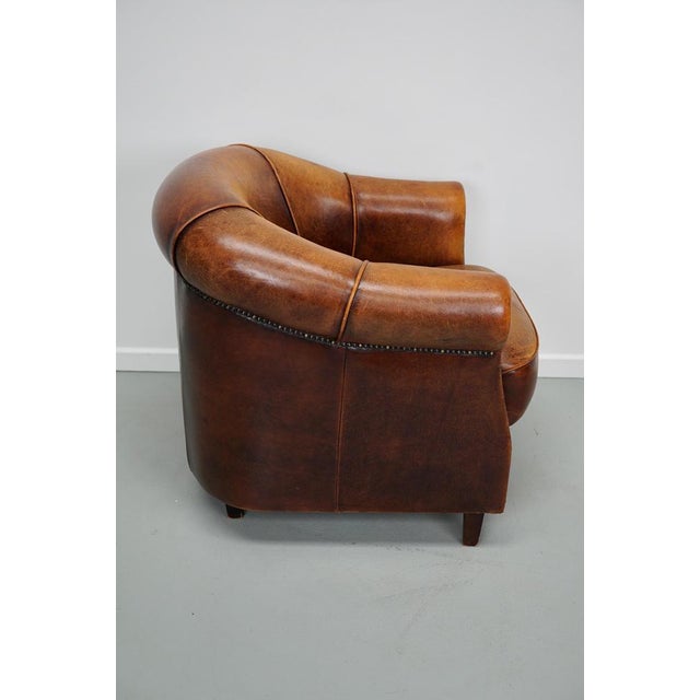 Vintage Dutch Cognac Leather Club Chair For Sale - Image 10 of 18