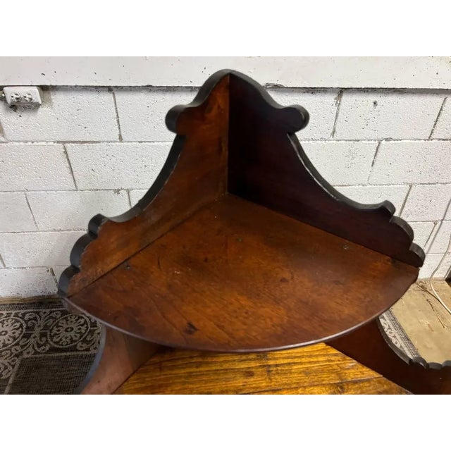 Antique Victorian Style Mahogany 4 Tier Corner Etagere Bookcase For Sale - Image 9 of 12