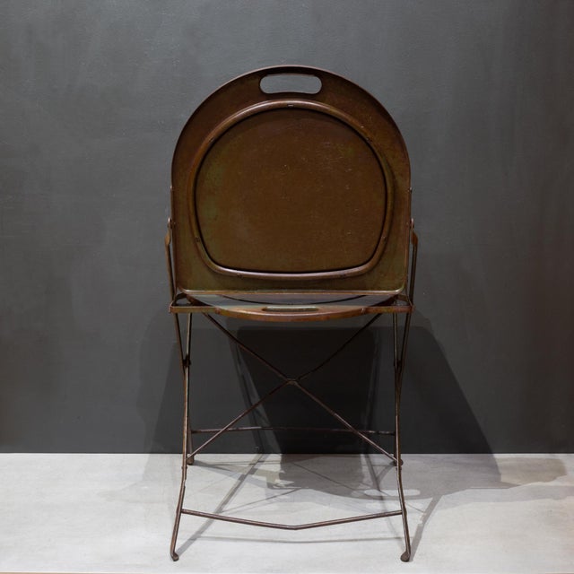 Set of Four Prohibition Era Indusrial Metal Folding Chairs c.1920 For Sale - Image 10 of 18