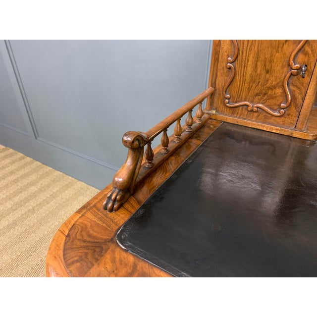 Wood 19th Century Burr Walnut Desk, 1880 For Sale - Image 7 of 18
