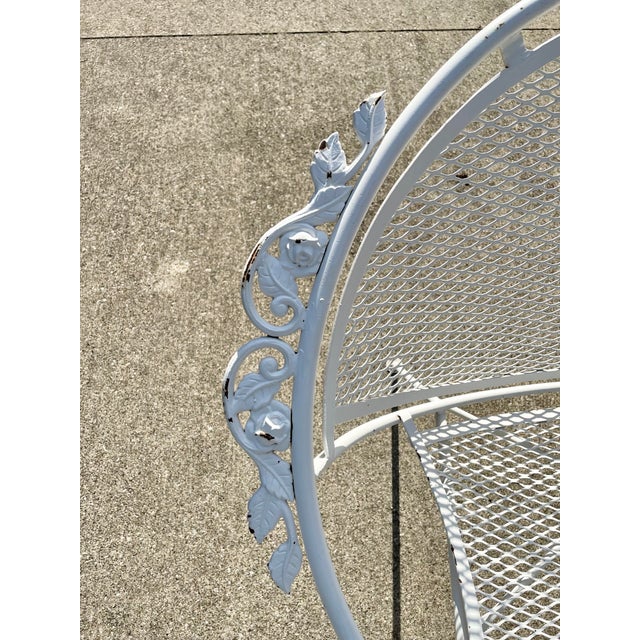 Mid-Century Modern 1950s Maurizio Tempestini for Salterini Radar MCM White Wrought Iron Lounge Chairs With Footrests, 4 Pieces For Sale - Image 3 of 12