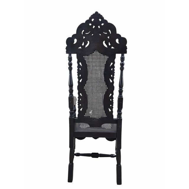 Wood Antique Victorian Carved Walnut Caned Throne Chairs by Michigan Chair Company – Set of 2 For Sale - Image 7 of 11