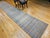 Vintage American Rag Runner, Handwoven Wool & Cotton, Stripe Pattern, Tan & Blue, 3x16 For Sale - Image 4 of 15