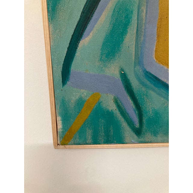 Orange 1960s Pauline Schubart Signed Mid-Century Abstract Landscape Oil Painting For Sale - Image 8 of 10