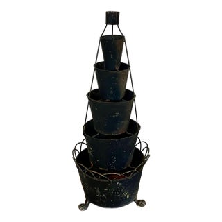 Antique 19th Century French Tole Graduated Six Tiered Tulipiere Flower Frog Centerpiece For Sale