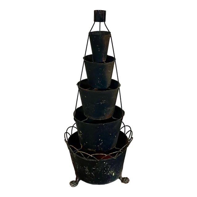 Antique 19th Century French Tole Graduated Six Tiered Tulipiere Flower Frog Centerpiece For Sale