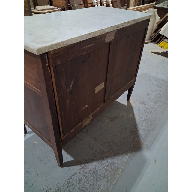 Late 18th Century French Louis XVI Walnut Commode With Marble Top For Sale - Image 4 of 9
