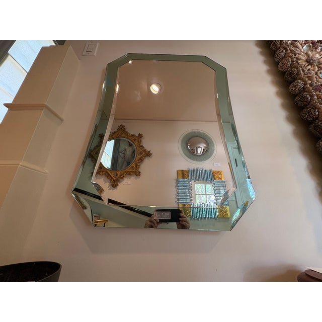 1950s Italian Modern Fontana Arte Inspired Beveled Mirror For Sale In Houston - Image 6 of 12
