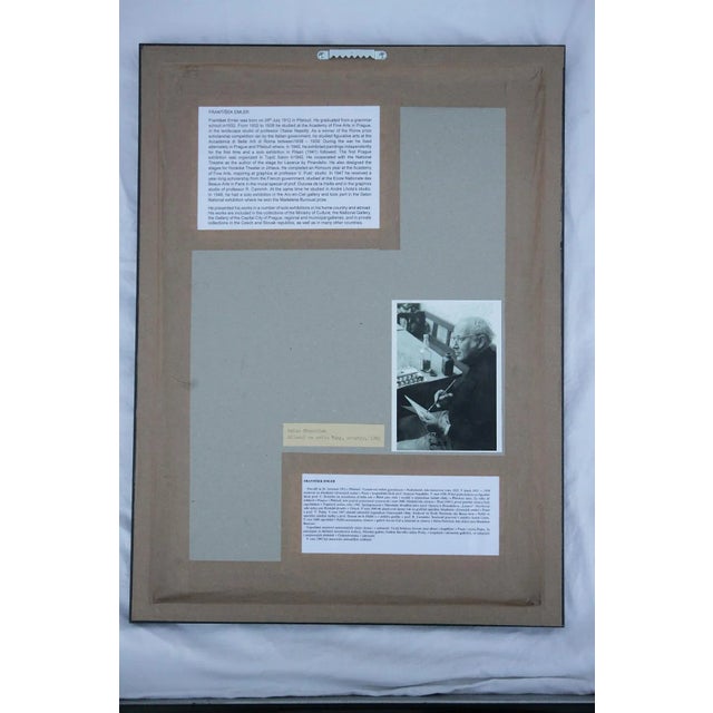 Frantisek Emler, Lovers in Moonlight, Oil on Paper, 1965, Framed For Sale - Image 9 of 13