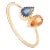 Natural Multi Sapphire Two Stone Modern Ring in 18k Yellow Gold Size 7.5 For Sale