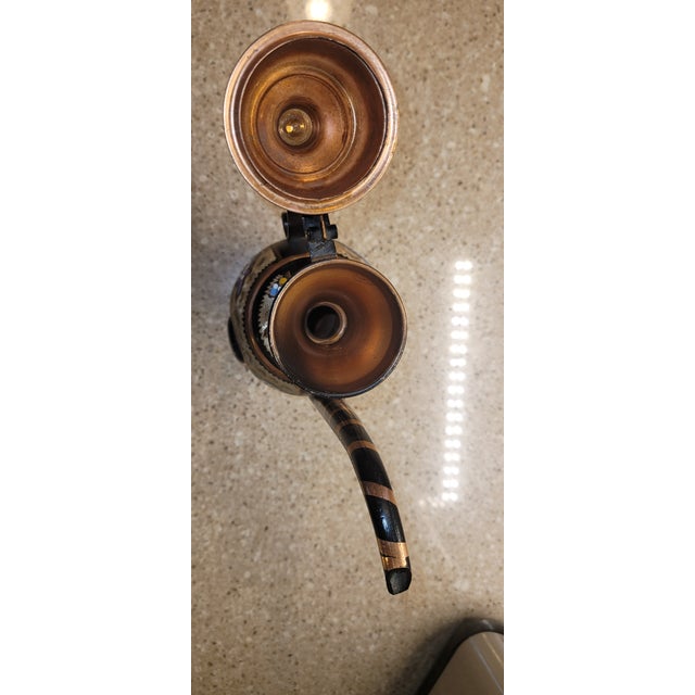 Vintage Turkish Copper & Enamel Evil Eye Ewer | Hand-Painted Nazar Decorative Vessel, 1970s For Sale In Tampa - Image 6 of 10