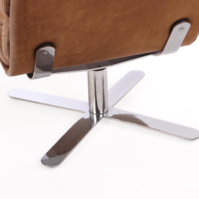 Metal 1960s Pair of Solo Lounge Chairs in Leather and Chrome Attributed to John Follis for Fortress For Sale - Image 7 of 7