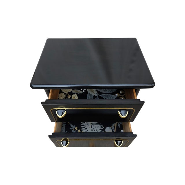 Pair of 1970s Lane Altavista "Espana" Nightstands - Black & Gold Hollywood Regency For Sale - Image 13 of 17