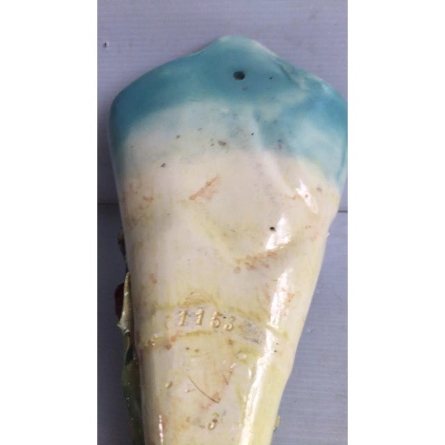 Ceramic Late 19th Century Longchamp French Majolica Iris Wall Pocket For Sale - Image 7 of 9