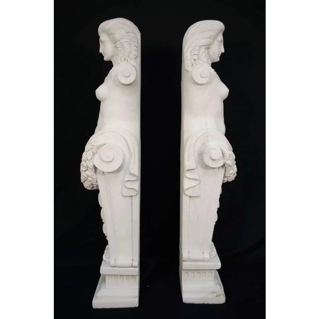 Early 20th Century Neoclassical Style Carved Italian Carrara Marble Female Torso Statues - a Pair For Sale - Image 9 of 10