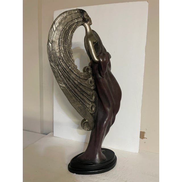 1980s Claude Le Clerc Art Deco Lady Sculpture by Austin Productions, 1986, Hollywood Regency For Sale - Image 5 of 10