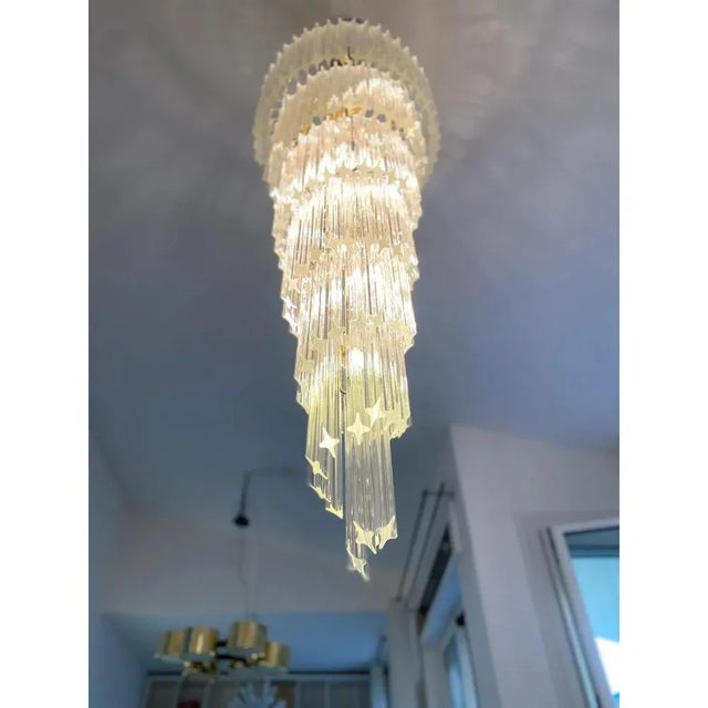 Mid-Century Modern Quadriedro Twister Chandelier in Murano Glass by Simoeng For Sale - Image 3 of 12