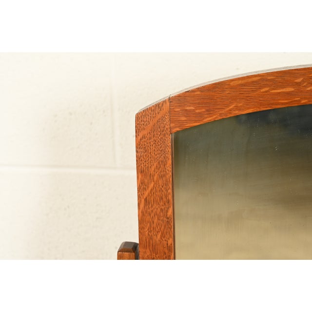 Brown Limbert Antique Mission Oak Arts & Crafts Vanity or Dressing Table With Mirror, Circa 1910 For Sale - Image 8 of 18