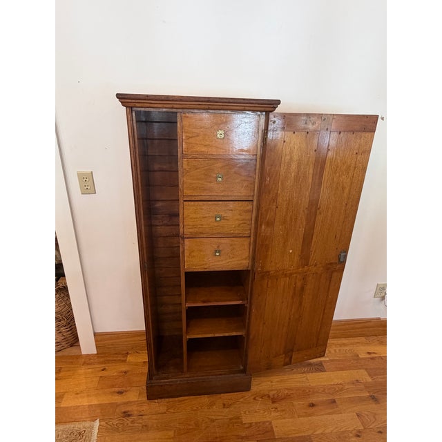 Antique Bench Made Oak Gun Cabinet For Sale - Image 9 of 11