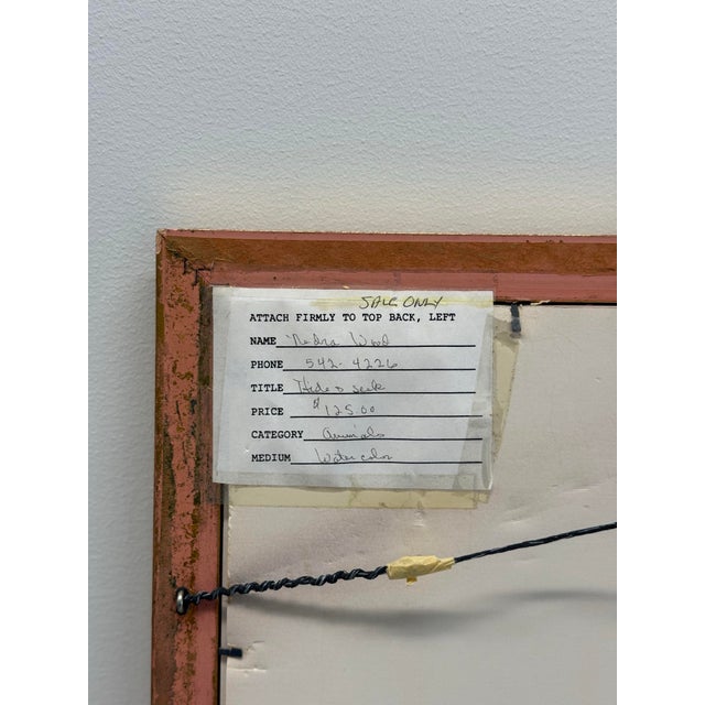 1980s Watercolor Painting of a White Cat in a Basket, "Hide and Seek" Signed by Nedra Wood For Sale - Image 9 of 11