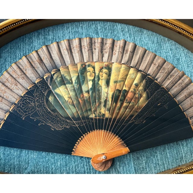 Mid-20th Century Vintage Framed Spanish Style Souvenir Folding Hand Fan Shadow Box A striking, highly decorative mid-20th...