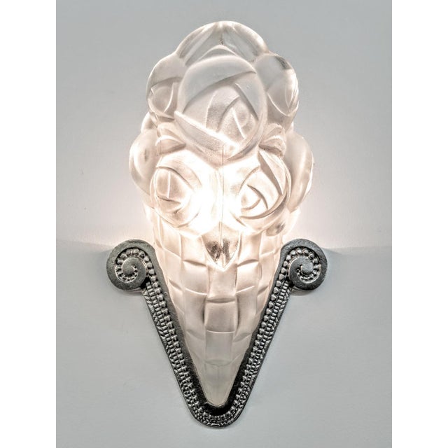 Art Deco French Art Deco Wall Sconces Signed by Degue - a Pair For Sale - Image 3 of 8