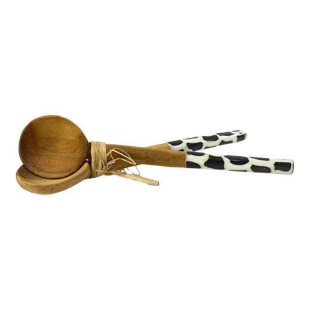 Early 20th Century 2 Maasai Olivewood and Bone Handle Spoons Kenya For Sale