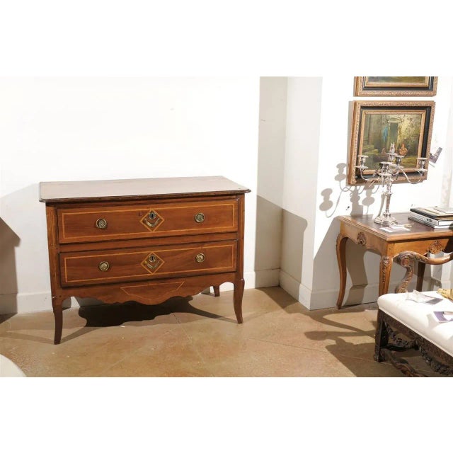 French Directoire Two-Drawer Walnut Commode For Sale - Image 10 of 11