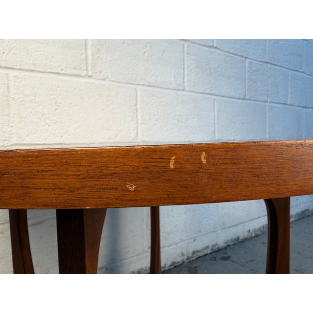 Brown Brutalist Mid-Century Round Walnut Side Table Attributed to Broyhill Brasilia For Sale - Image 8 of 14